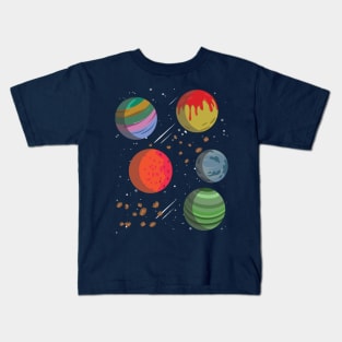 Colorful Planets in Outer Space Kids T-Shirt